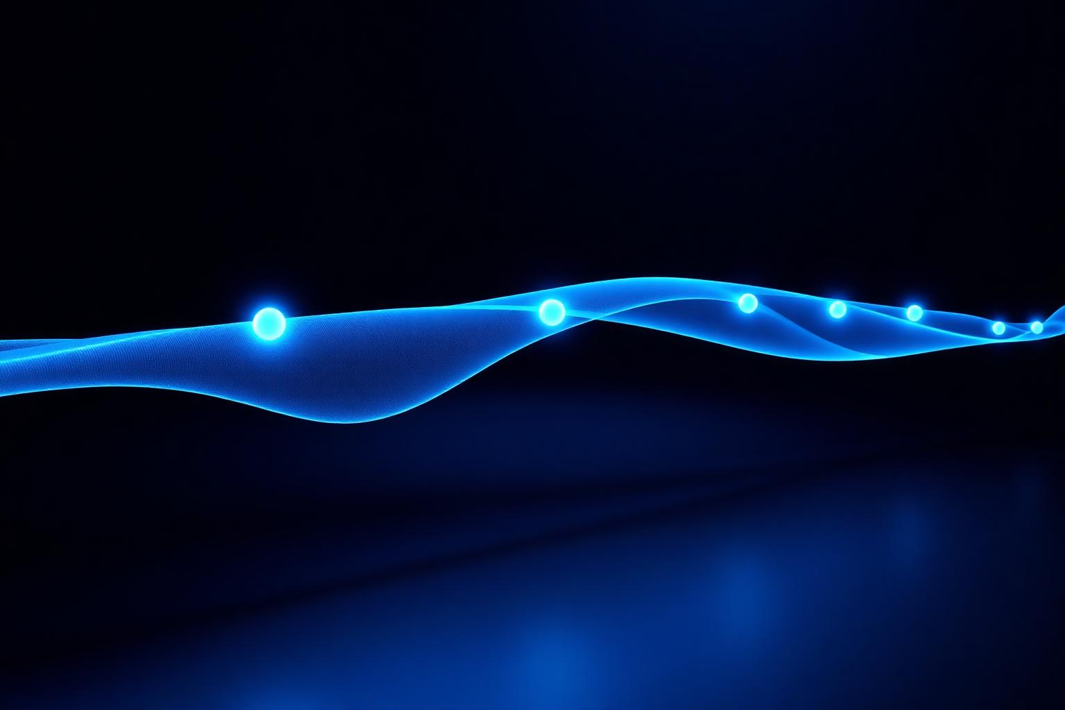 Frosted-crystal flowing path with three brighter glowing nodes representing the W-shape multi-touch attribution model.