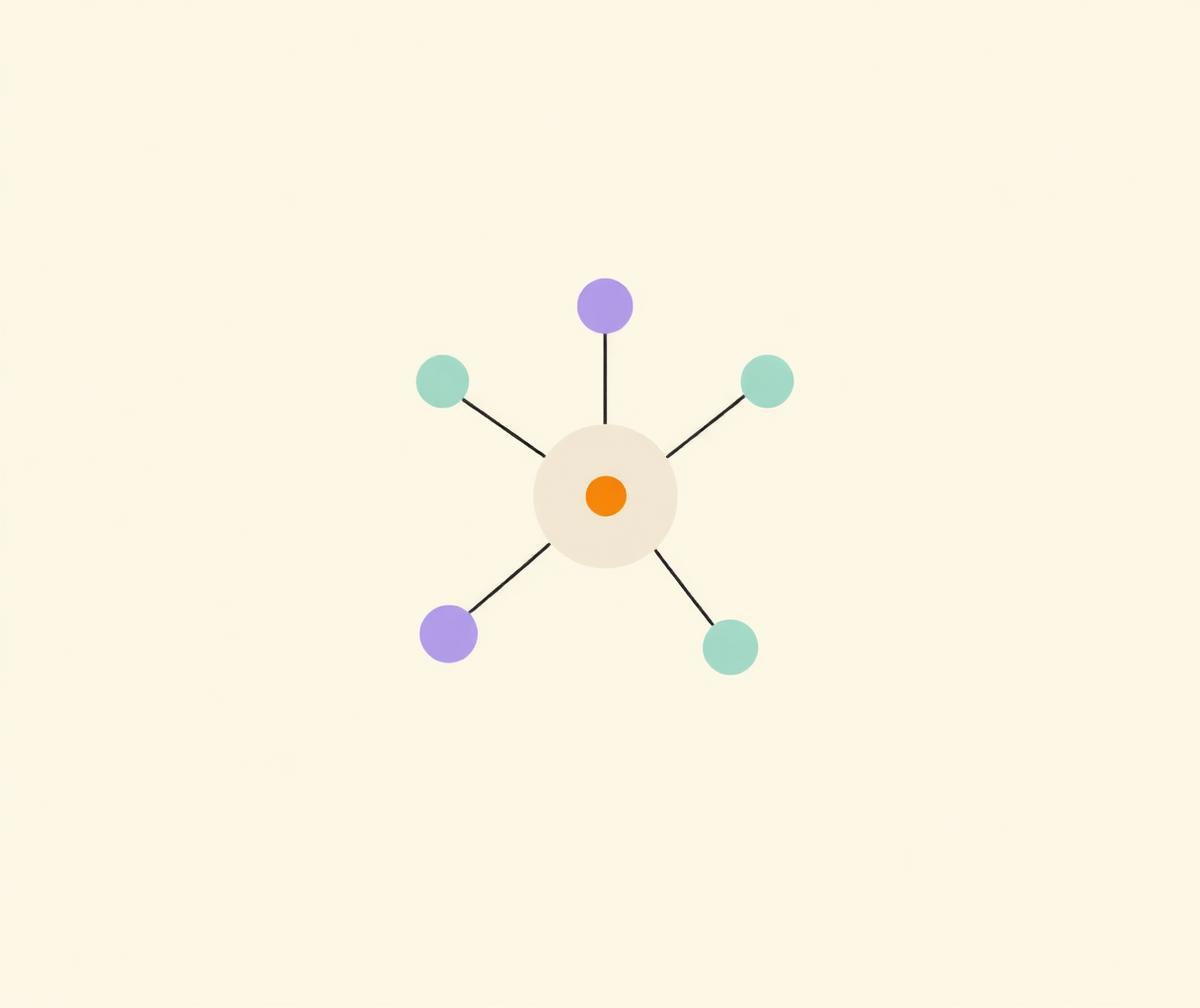 Illustration: a hub and spoke network of linked nodes