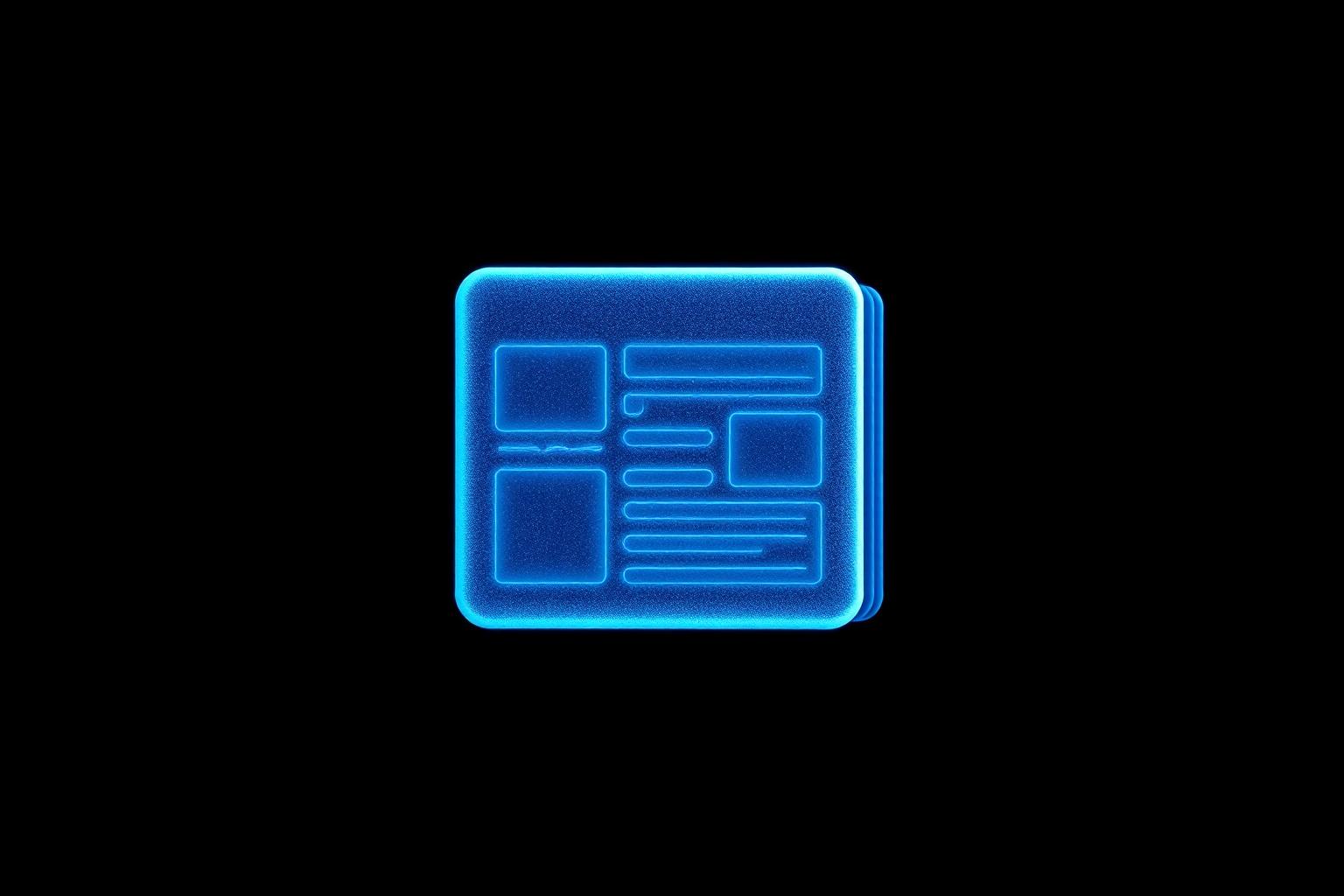 Frosted-crystal newspaper layout glowing electric blue, representing editorial publication standards.