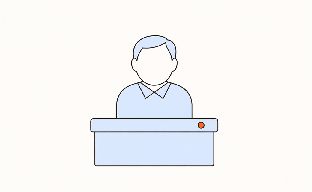 Illustration of a senior operator seated at a desk