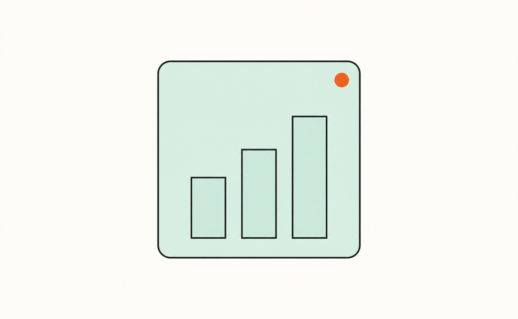 Illustration of a reporting card with rising bars
