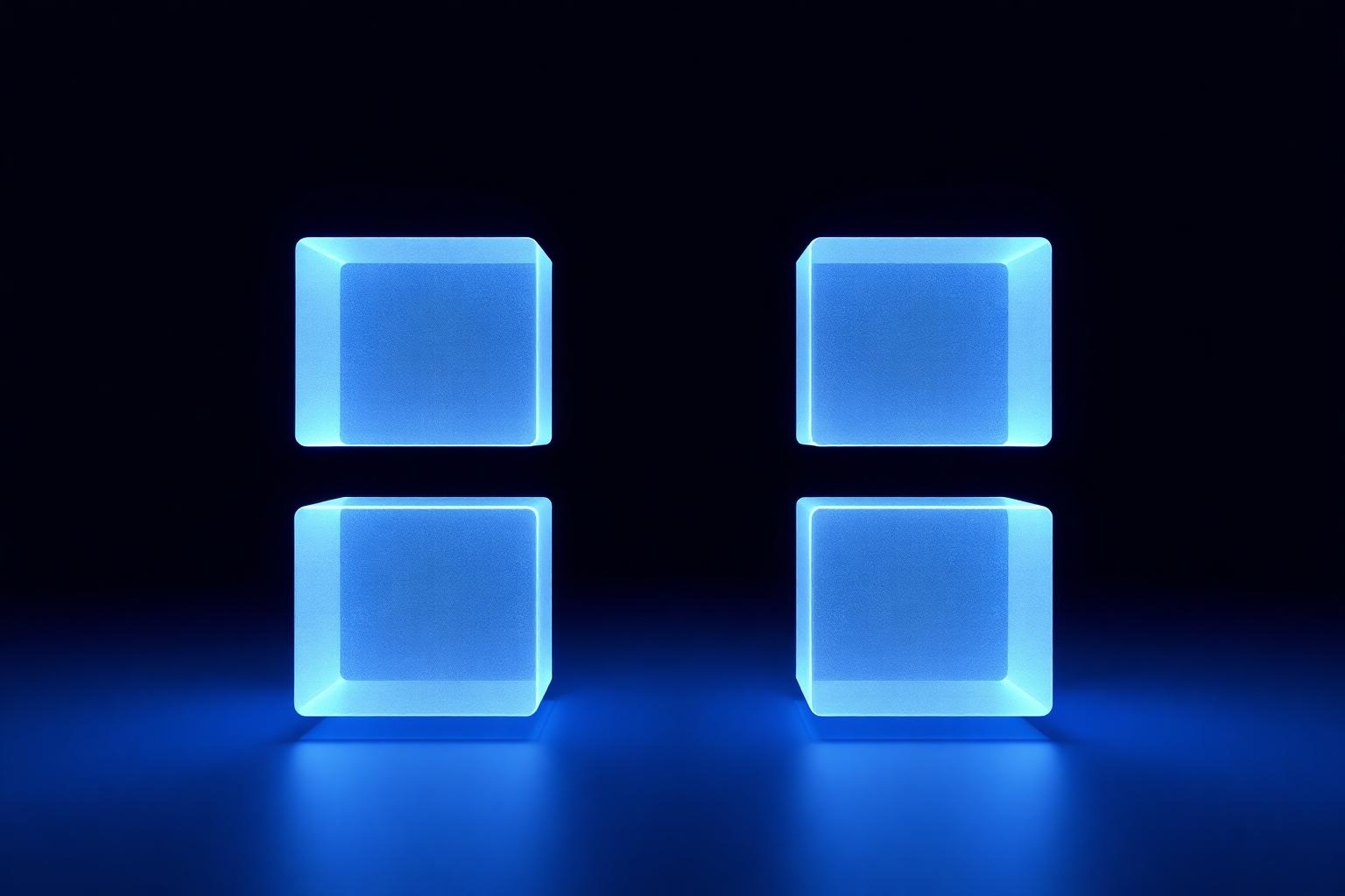 Frosted-crystal scorecard with four glowing tiles representing the four-metric content measurement framework.
