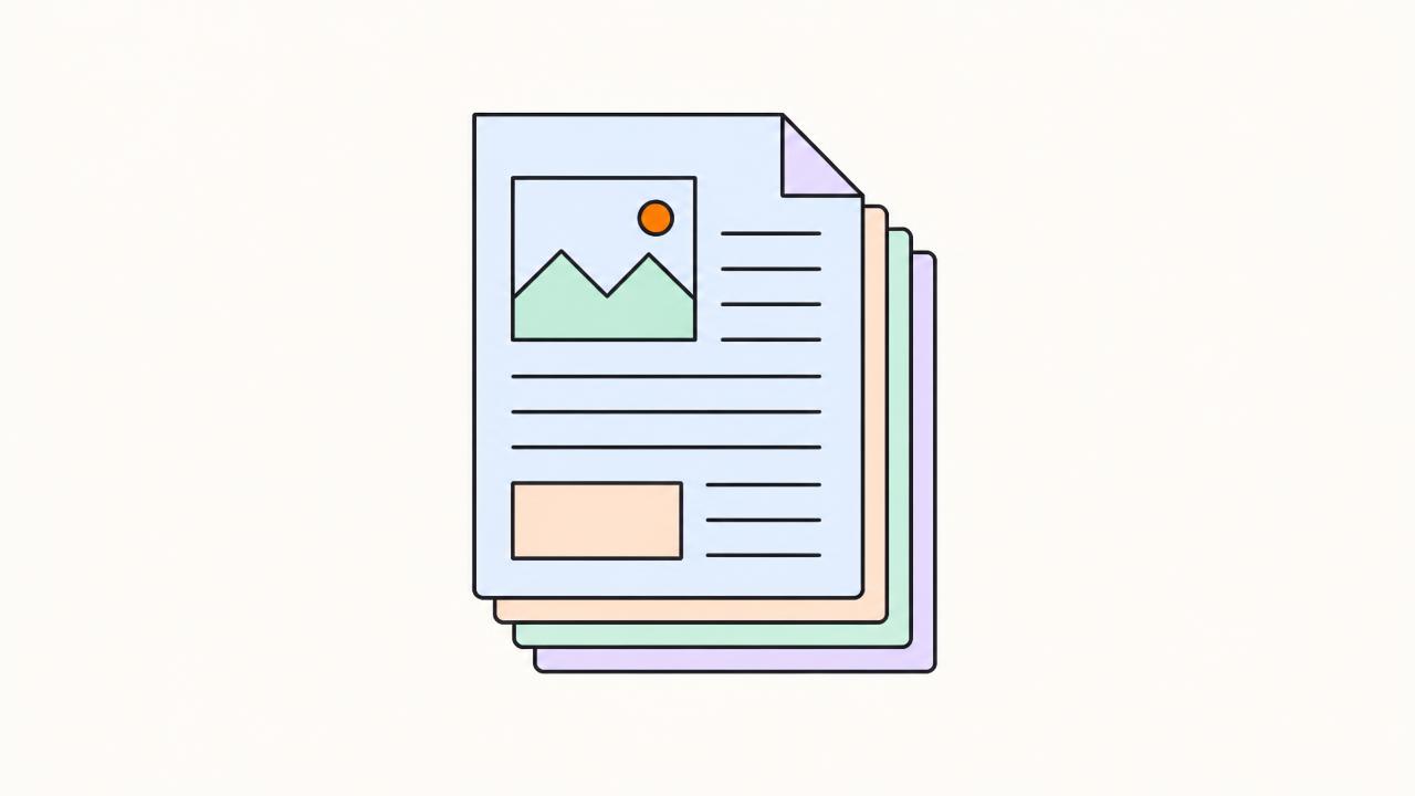 Stacked articles, an editorial calendar and a content cluster diagram
