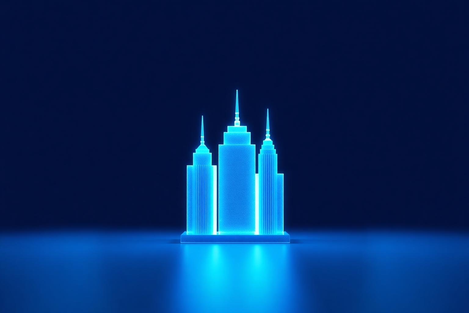 Frosted-crystal skyline of glowing publication mastheads connected by light threads, representing tier-1 editorial coverage.