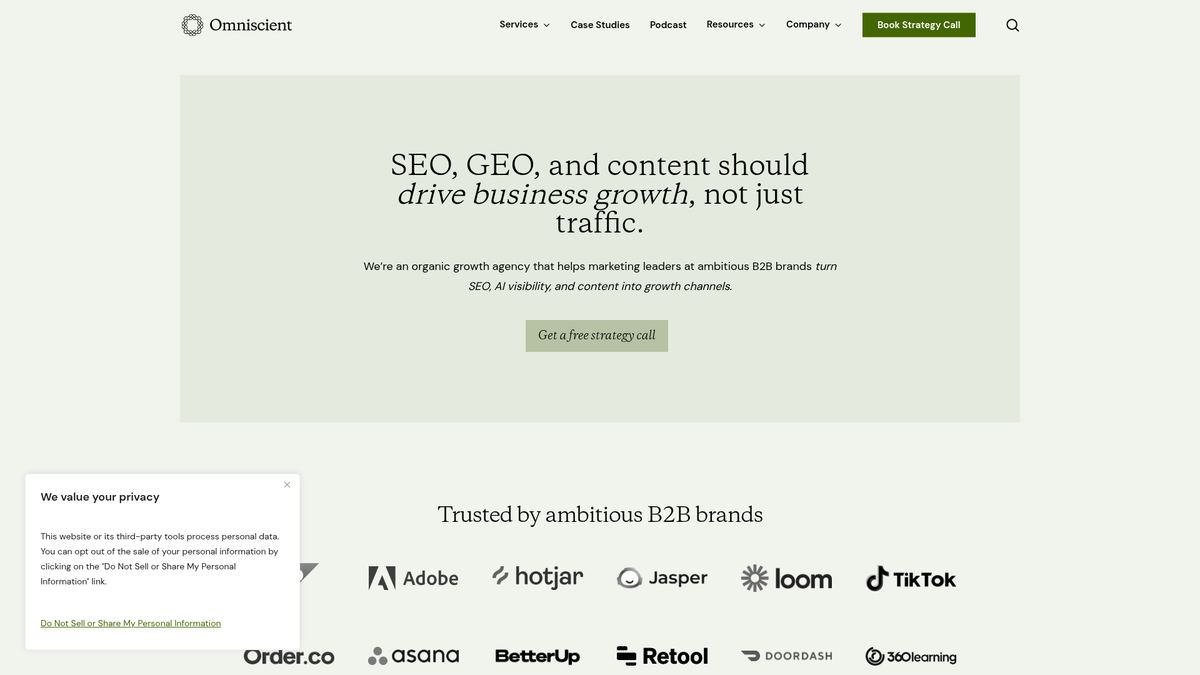 Omniscient Digital homepage