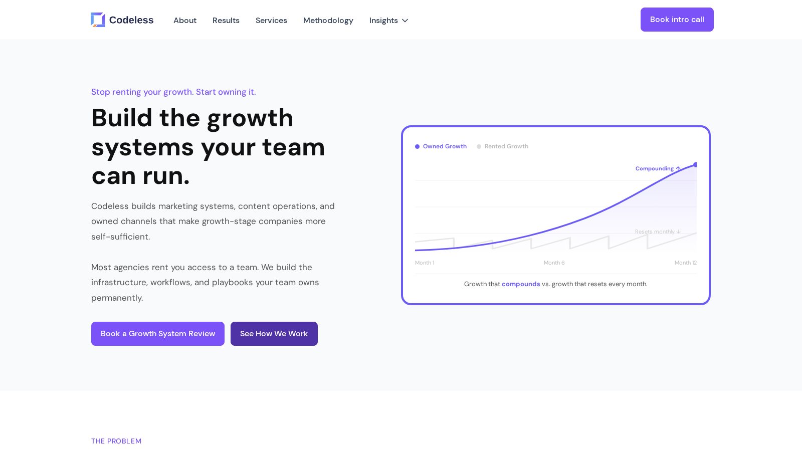 Codeless homepage, captured September 2026
