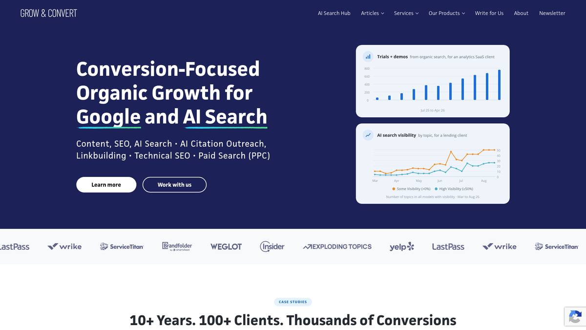 Grow and Convert homepage