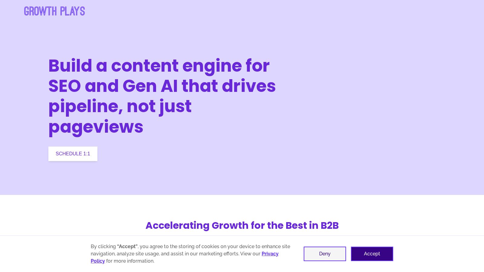 Growth Plays homepage, captured September 2026