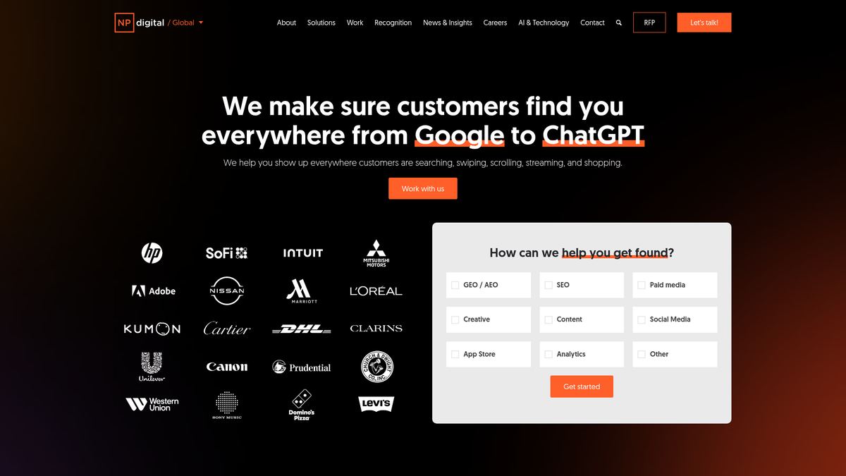 NP Digital homepage