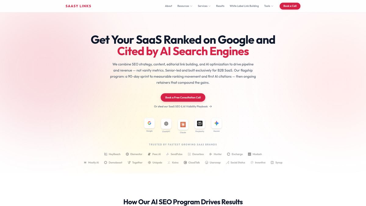SaaSy Links homepage